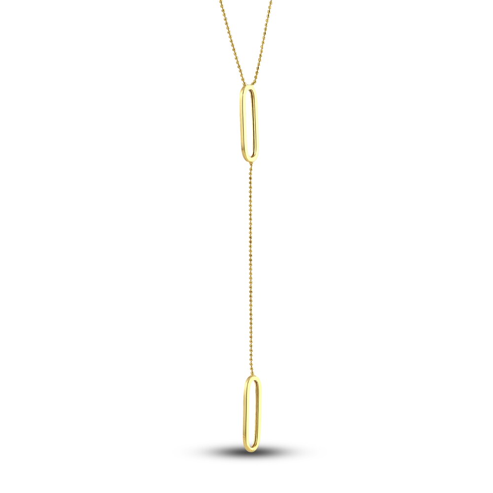 Oval Link Lariat Necklace 14K Yellow Gold 18\" 2tIEQnoy