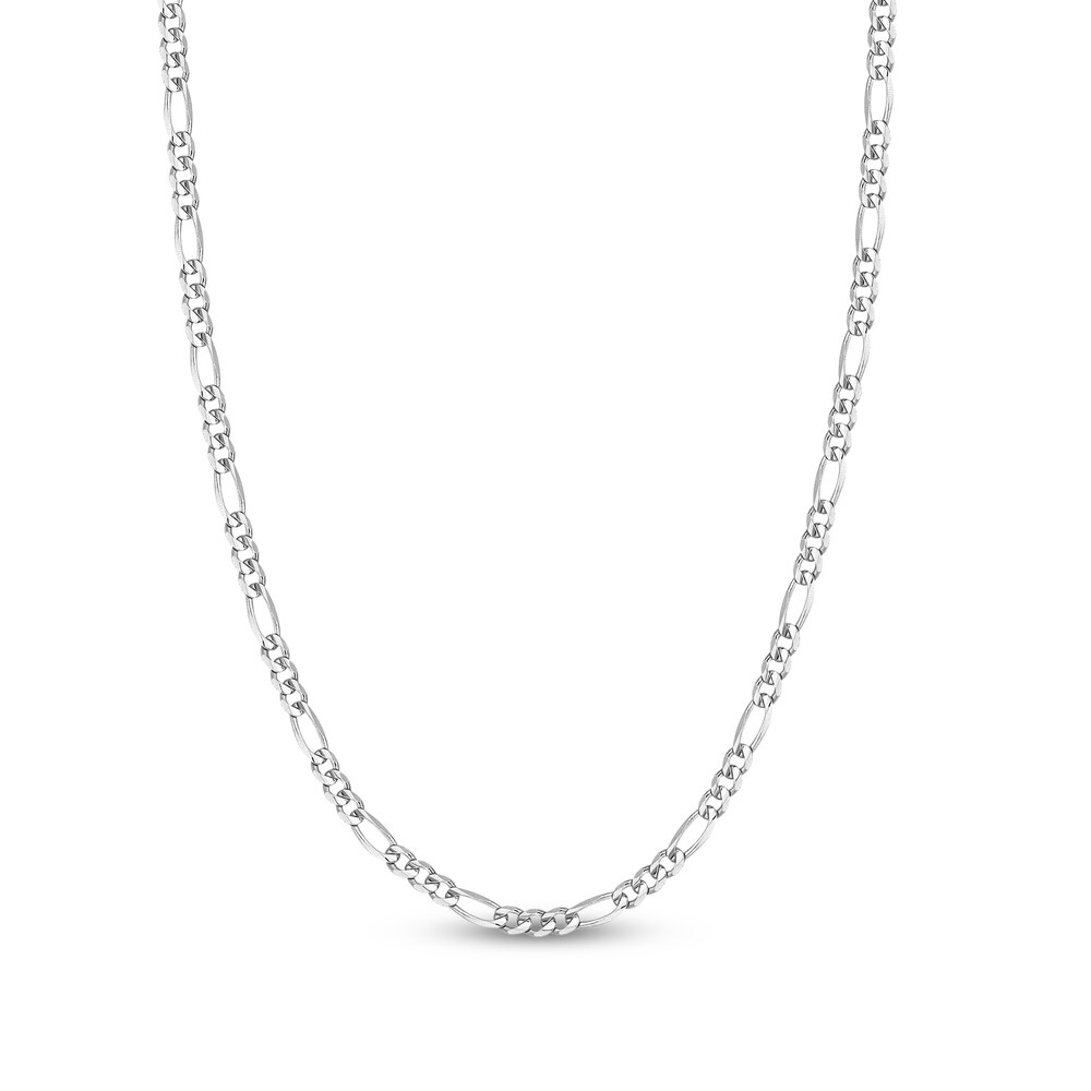Figaro Chain Necklace 14K White Gold 24\" 3ZWNN0To