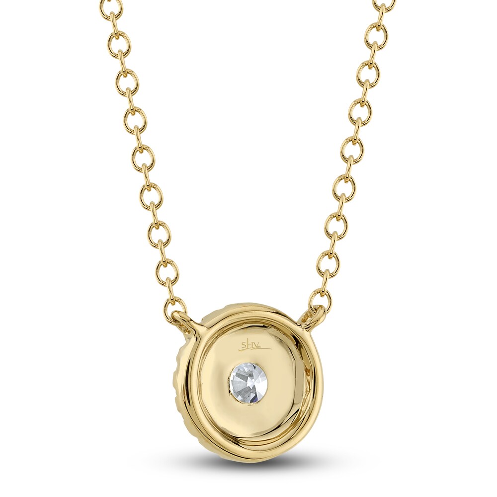 Shy Creation Diamond Pendant Necklace 1/6 ct tw Round 14K Yellow Gold 18\" SC55012672 3bG658tM