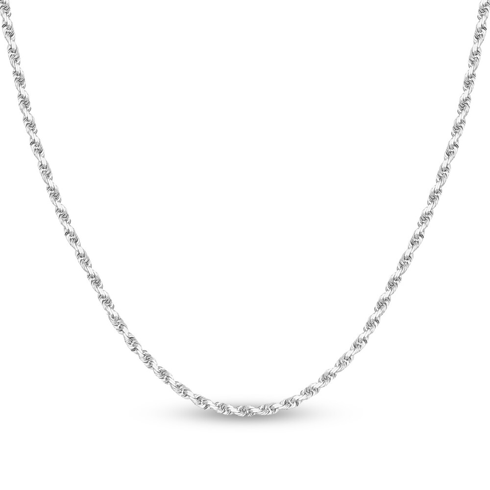 Diamond-Cut Rope Chain Necklace 14K White Gold 22\" 3vwl5qip