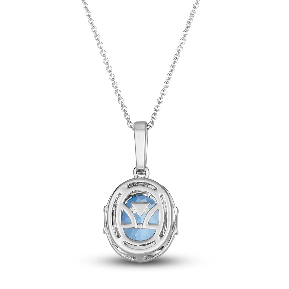 Le Vian Natural Blue Topaz Pendant Necklace 1/3 ct tw Diamonds 14K Vanilla Gold 19\" 47xcw0AF