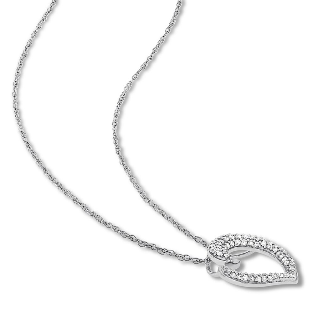 Heart Swirl Necklace 1/4 ct tw Diamonds 10K White Gold 4JyJ2Fyu