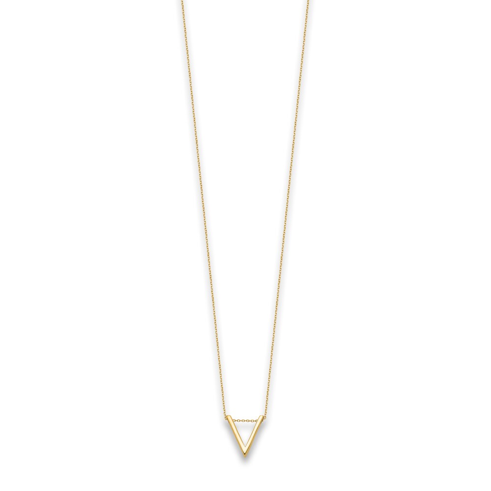 High-Polish V Necklace 14K Yellow Gold 17\" 4eDG3bTG