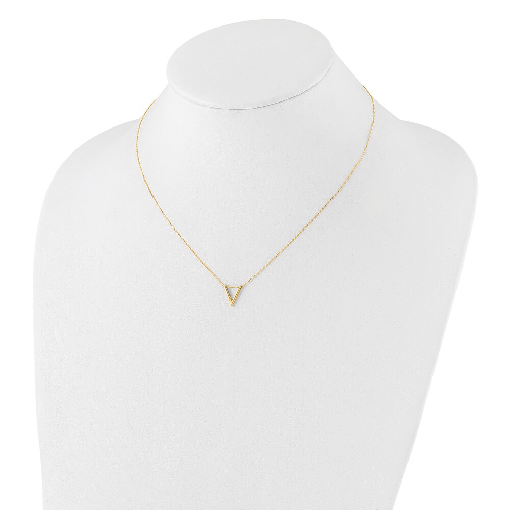 High-Polish V Necklace 14K Yellow Gold 17\" 4eDG3bTG