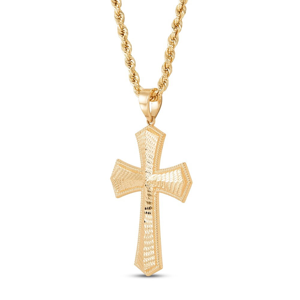 Cross Rope Chain Necklace 10K Yellow Gold 4lpsi22u