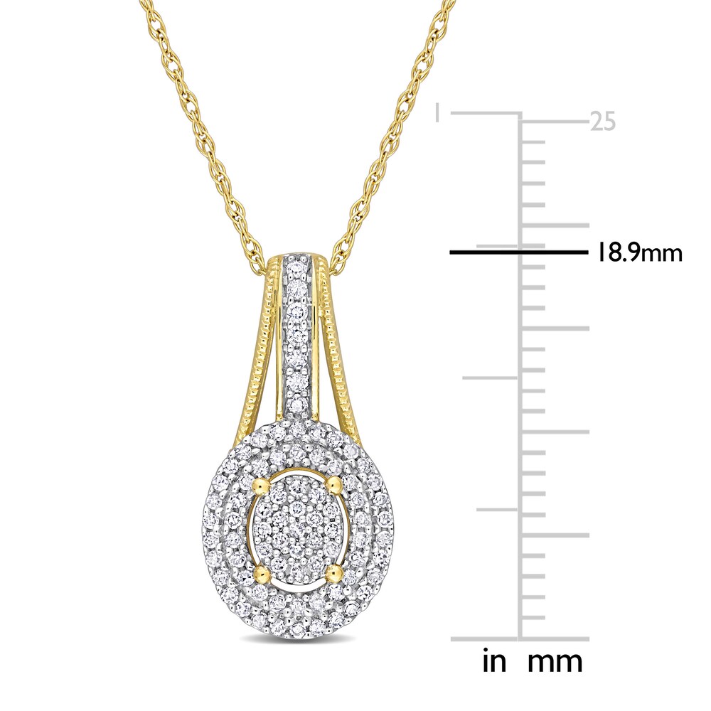 Diamond Oval Necklace 1/4 ct tw Round 10K Yellow Gold 18\" 5DDVodF9