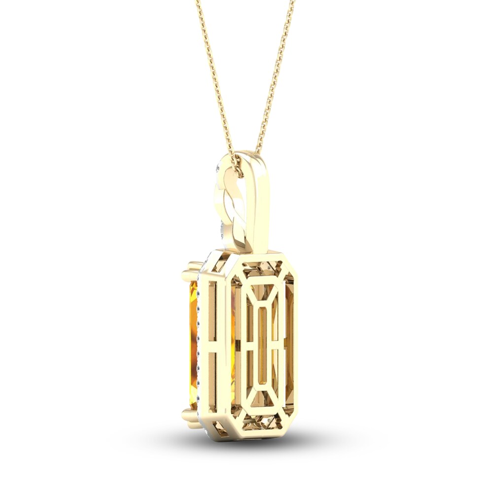 Natural Golden Citrine Necklace 1/6 ct tw Diamonds 10K Yellow Gold 5UfXBHi3