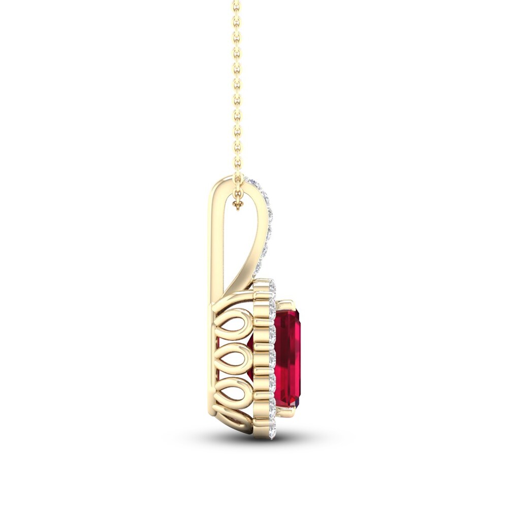 Lab-Created Ruby & Lab-Created White Sapphire Necklace 10K Yellow Gold 18\" 5bVSoz8p