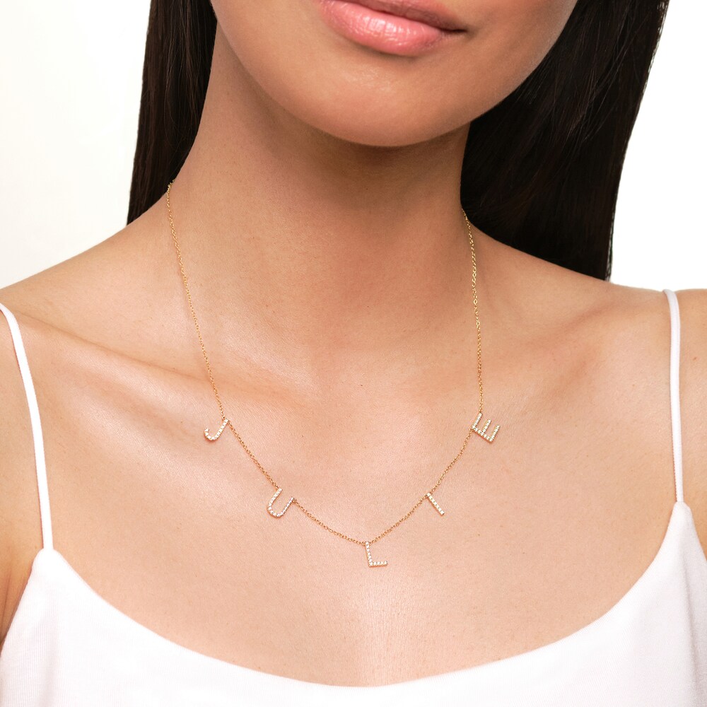 Juliette Maison Black Diamond Station Name Necklace 1-5/8 ct tw Round 10K Rose Gold 60rMThCW