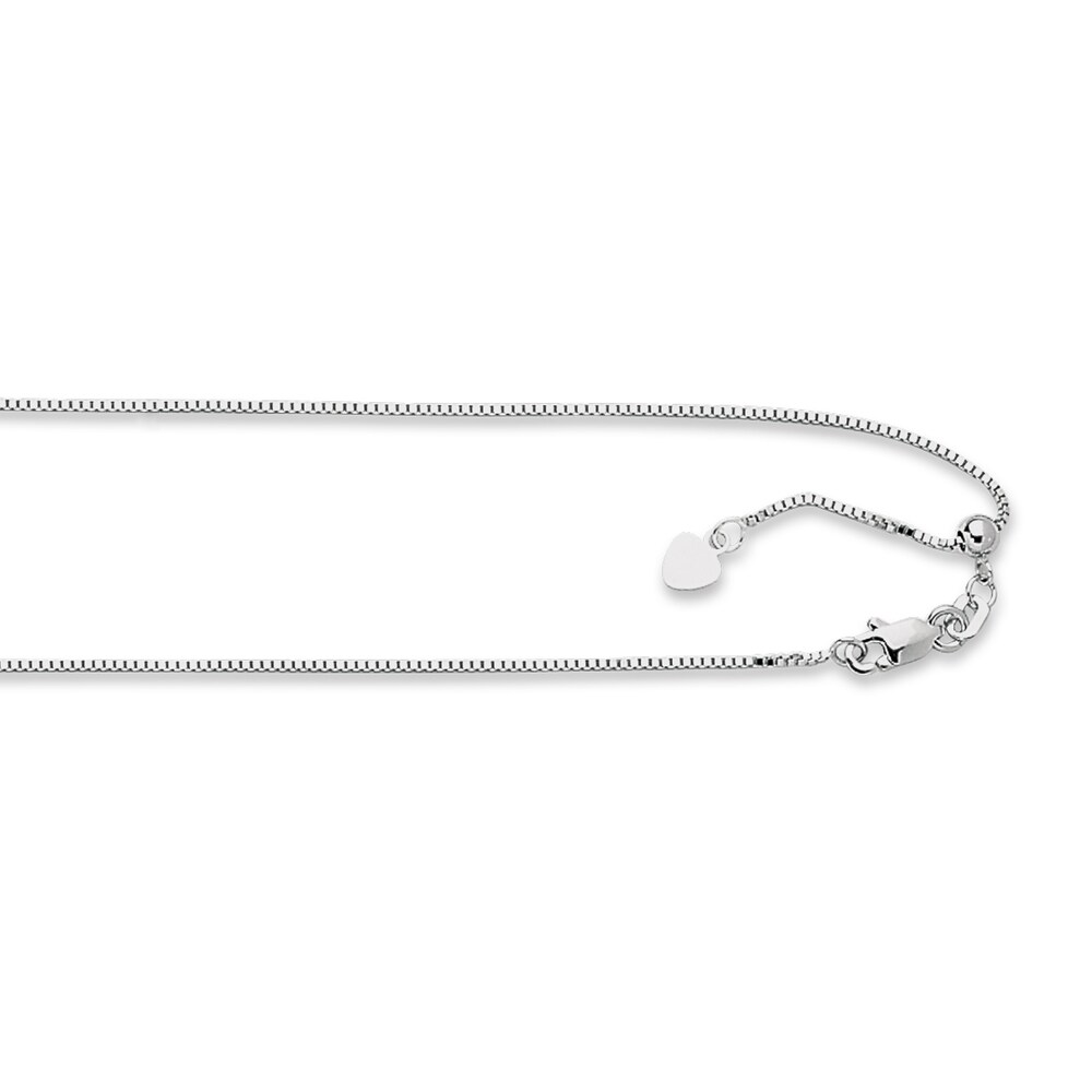 Box Chain Necklace 14K White Gold 22\" Adjustable 6PwMp5e7