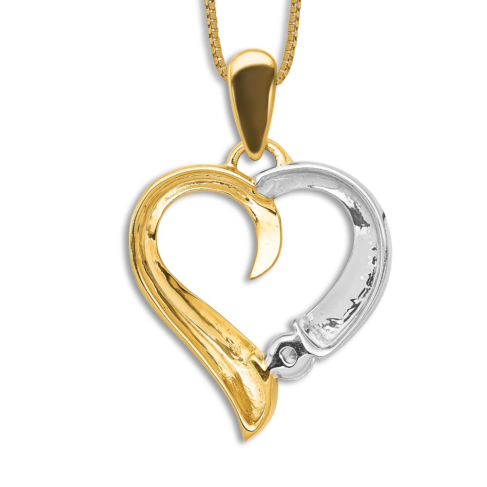 Diamond Heart Pendant Necklace 1/10 ct tw Round 14K Yellow Gold 18\" 6lUQJnLr