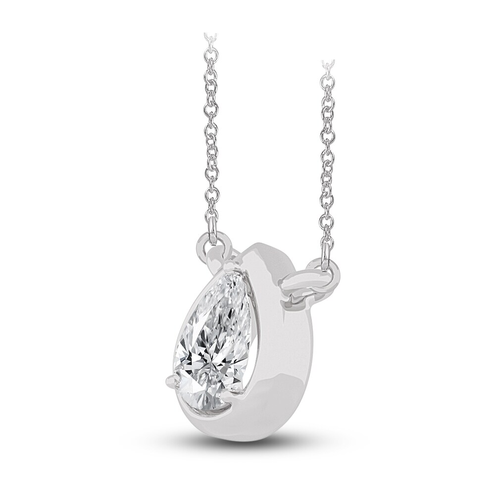 Diamond Pendant Necklace 3/8 ct tw Pear 14K White Gold 18\" (I1,I) 7NeK1QuZ