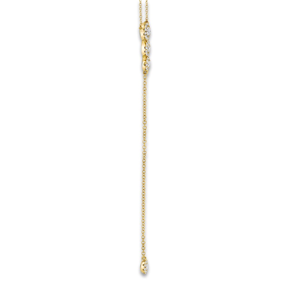 Shy Creation Diamond Lariat Necklace 1/4 ct tw Round 14K Yellow Gold 18\" SC55002607 7SfgaD5K