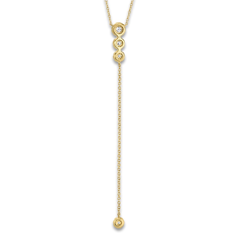 Shy Creation Diamond Lariat Necklace 1/4 ct tw Round 14K Yellow Gold 18\" SC55002607 7SfgaD5K