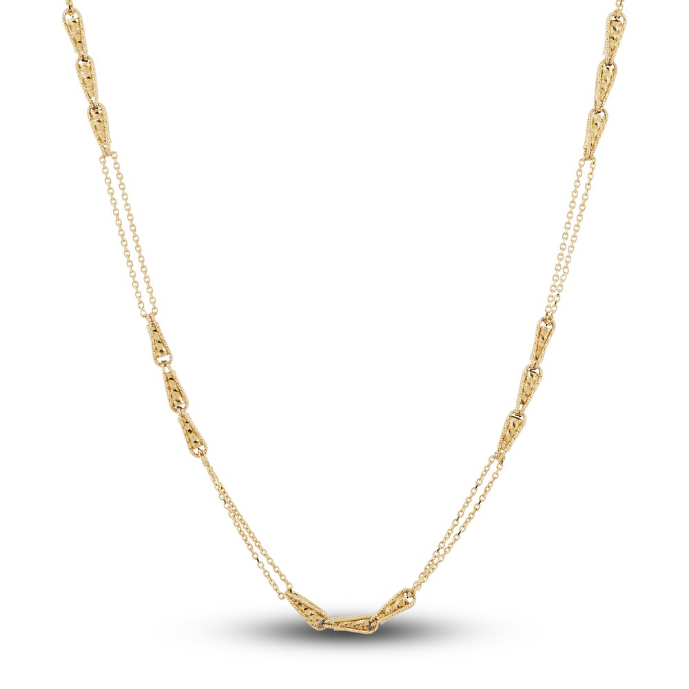 Italia D\'Oro Triangle Link Necklace 14K Yellow Gold 17\" 7XzEEQjX