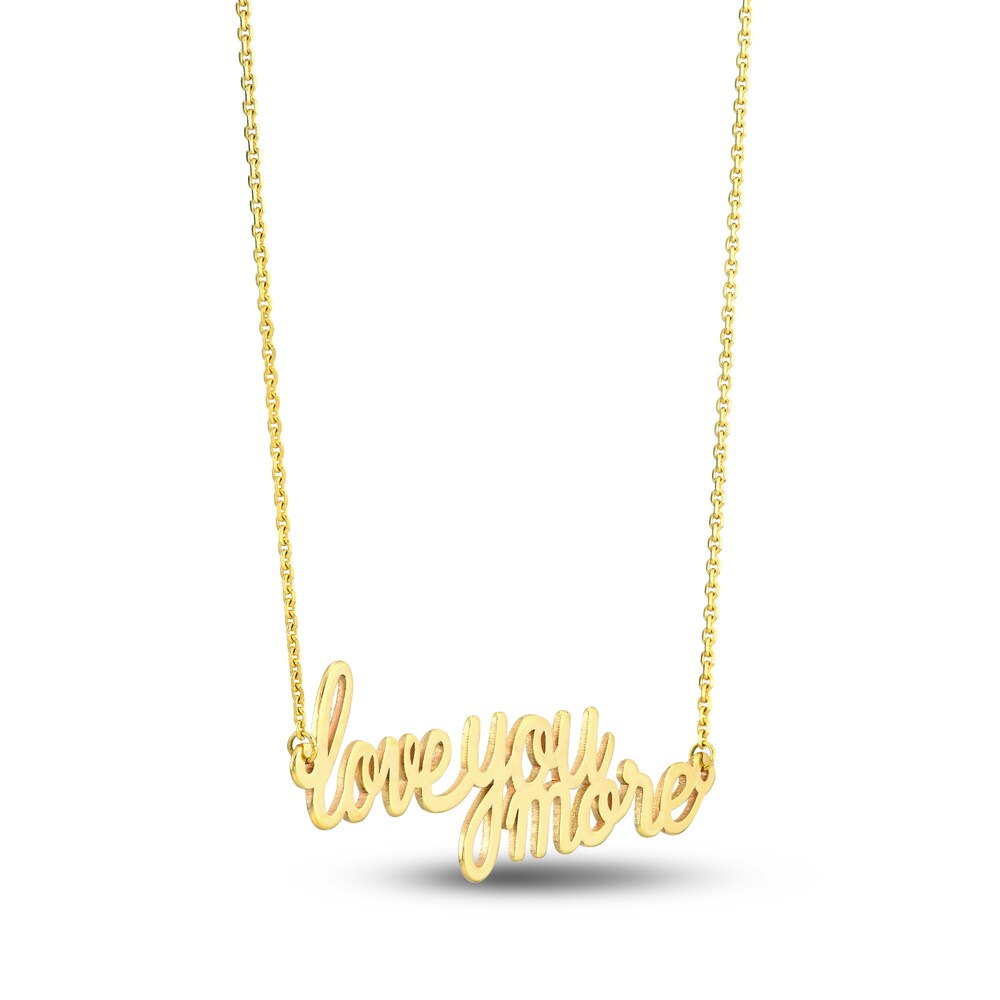 LOVE YOU MORE\" Necklace 14K Yellow Gold 16\" Adj. 8TNxidlX