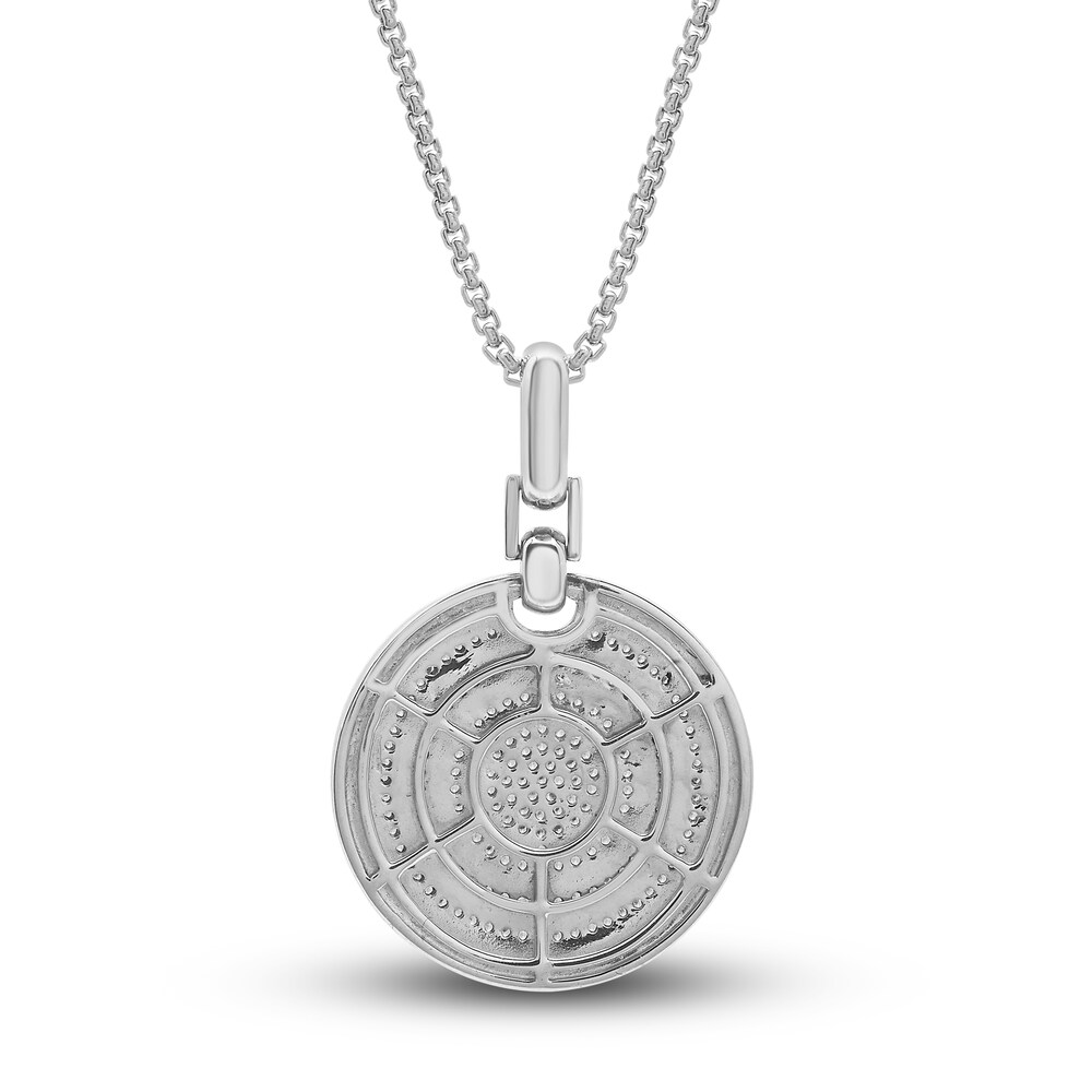 Men\'s Diamond Medallion Pendant Necklace 1/2 ct tw Round Sterling Silver 22\" 8bsK1fSZ