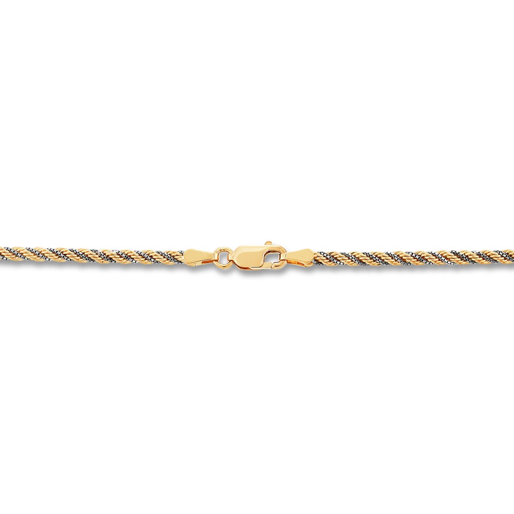Hollow Rope Chain Necklace 10K Two-Tone Gold 8eFFNLp2