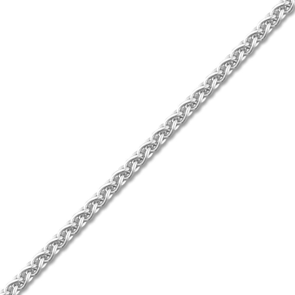 Round Wheat Chain Necklace 14K White Gold 18\" 8yVnO9DM