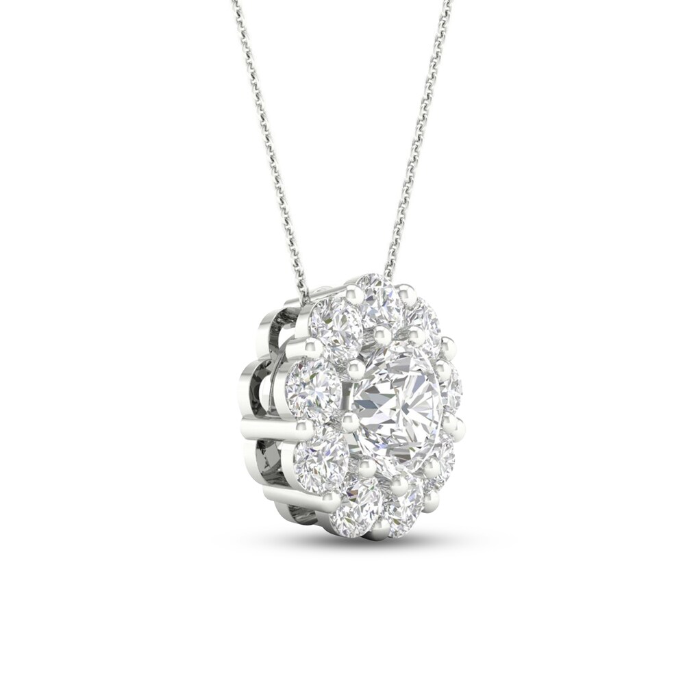 Lab-Created Diamond Pendant Necklace 2 ct tw Round 14K White Gold 9KtyT2GS