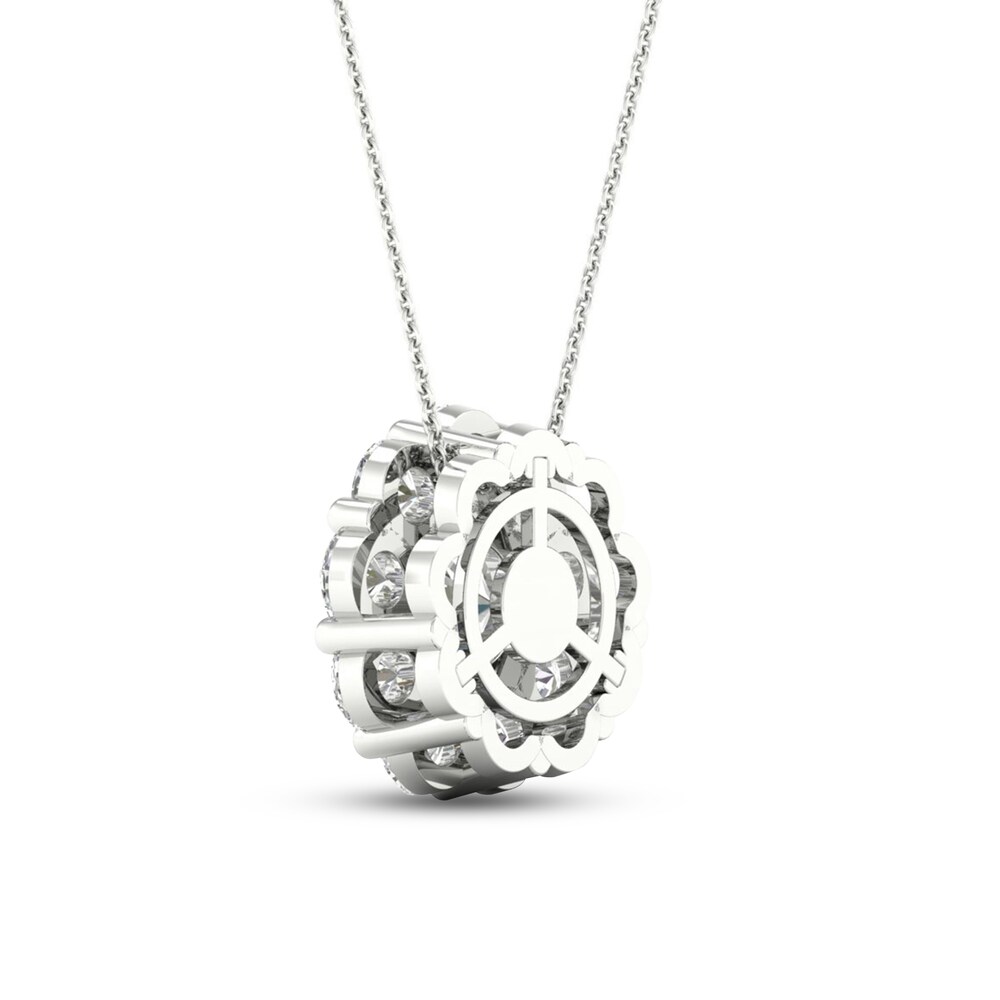 Lab-Created Diamond Pendant Necklace 2 ct tw Round 14K White Gold 9KtyT2GS