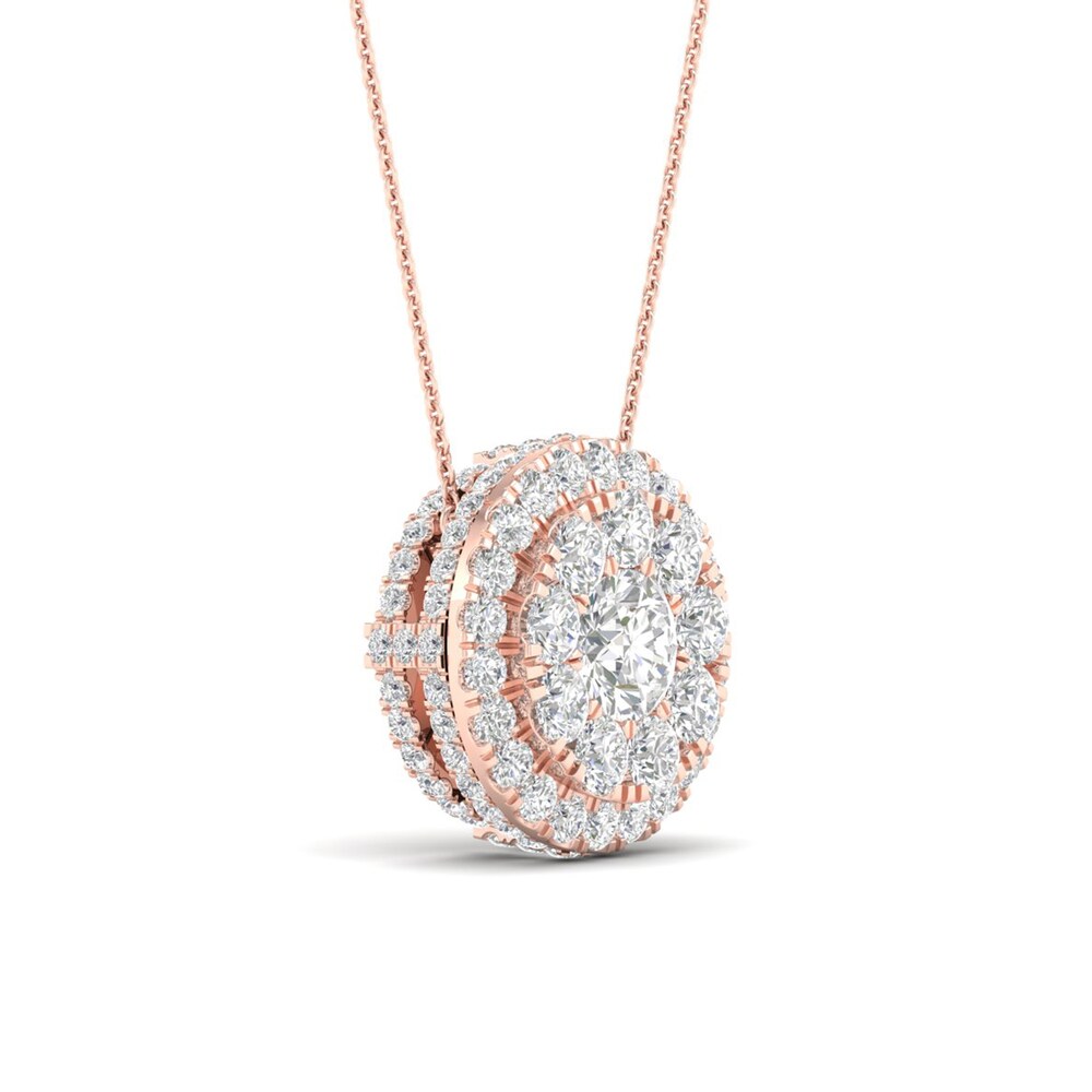 Colorless Diamond Pendant Necklace 1-1/2 ct tw Round 14K Rose Gold 9fCbZJTb