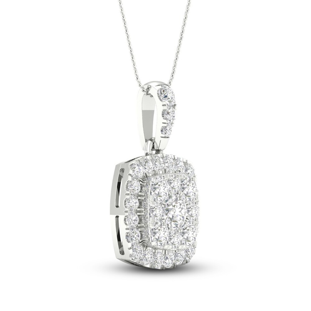 Lab-Created Diamond Pendant Necklace 1-1/2 ct tw Round 14K White Gold 9gZECmaa