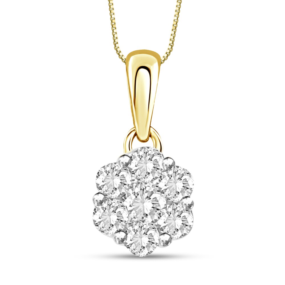 Diamond Necklace 1/4 ct tw Round 14K Yellow Gold 18\" 9mRCivOP [9mRCivOP]