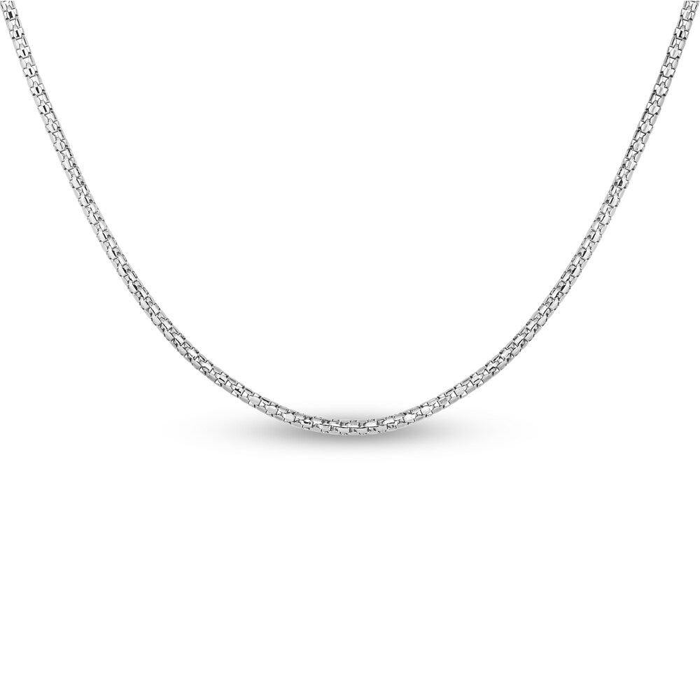 Popcorn Chain Necklace 14K White Gold 22\" Adjustable 9y12u9N5 [9y12u9N5]