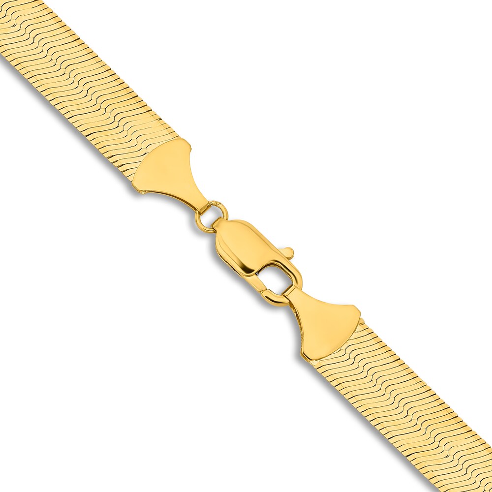 Herringbone Chain Necklace 14K Yellow Gold 20\" 10mm AEukjrRl