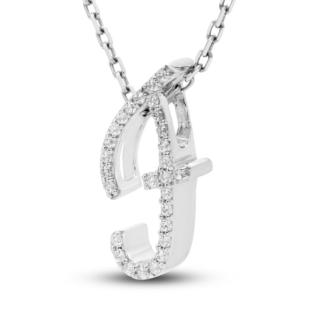 Diamond Initial F Pendant Necklace 1/10 ct tw Round 10K White Gold AGIUfTHH