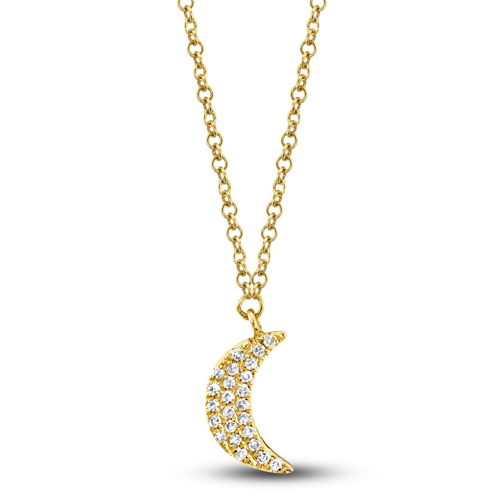 Shy Creation Moon Necklace Diamond Accents 14K Yellow Gold 18\" SC55002688 AOd9sJNt