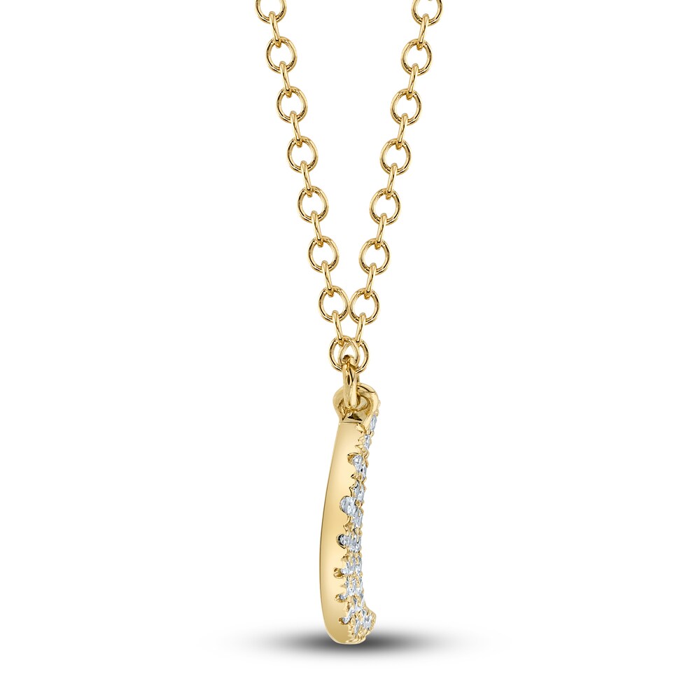 Shy Creation Moon Necklace Diamond Accents 14K Yellow Gold 18\" SC55002688 AOd9sJNt