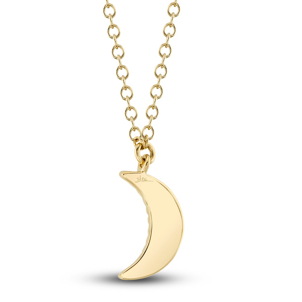 Shy Creation Moon Necklace Diamond Accents 14K Yellow Gold 18\" SC55002688 AOd9sJNt