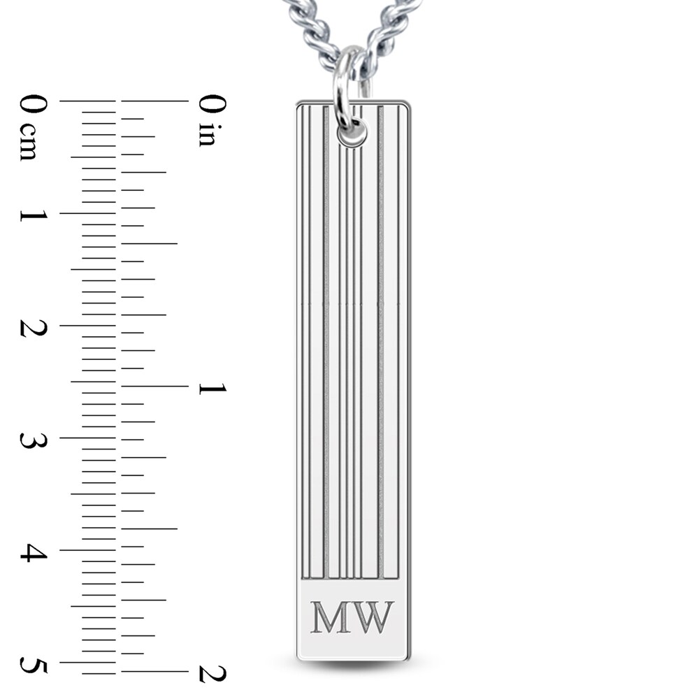 Men\'s Engravable Pendant Necklace Sterling Silver 22\" APpNbZOR