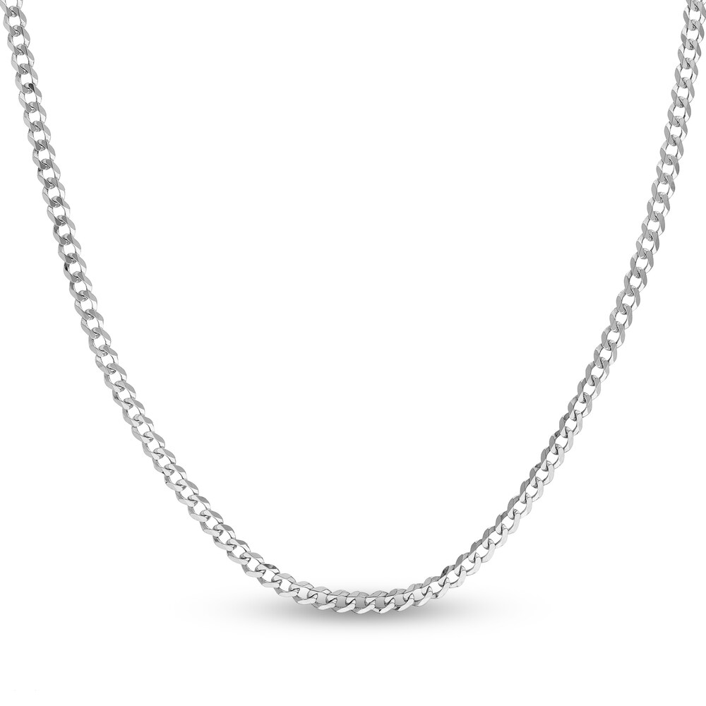 Light Curb Link Necklace 14K White Gold 20\" AqoOzx9p