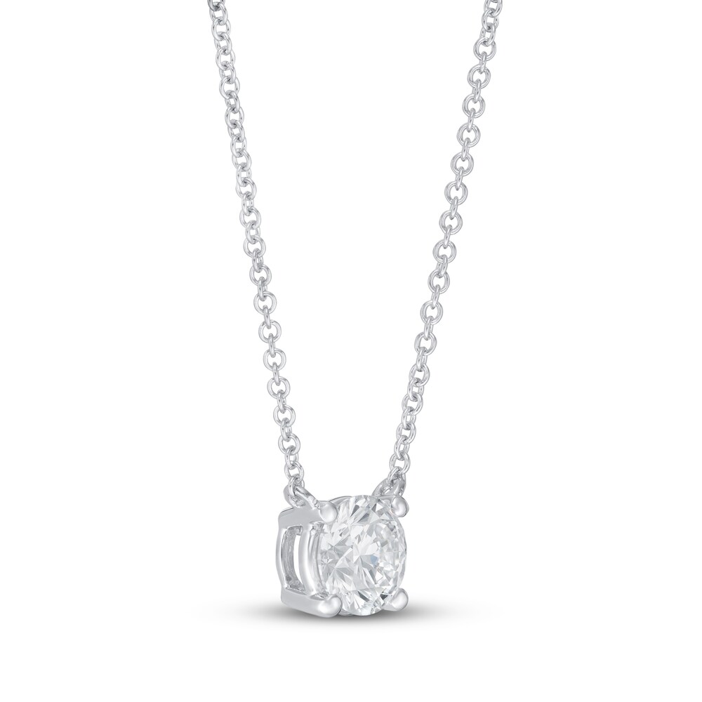 Lab-Created Diamond Solitaire Necklace 1 ct tw Round 14K White Gold (SI2/F) AyZy1z7P