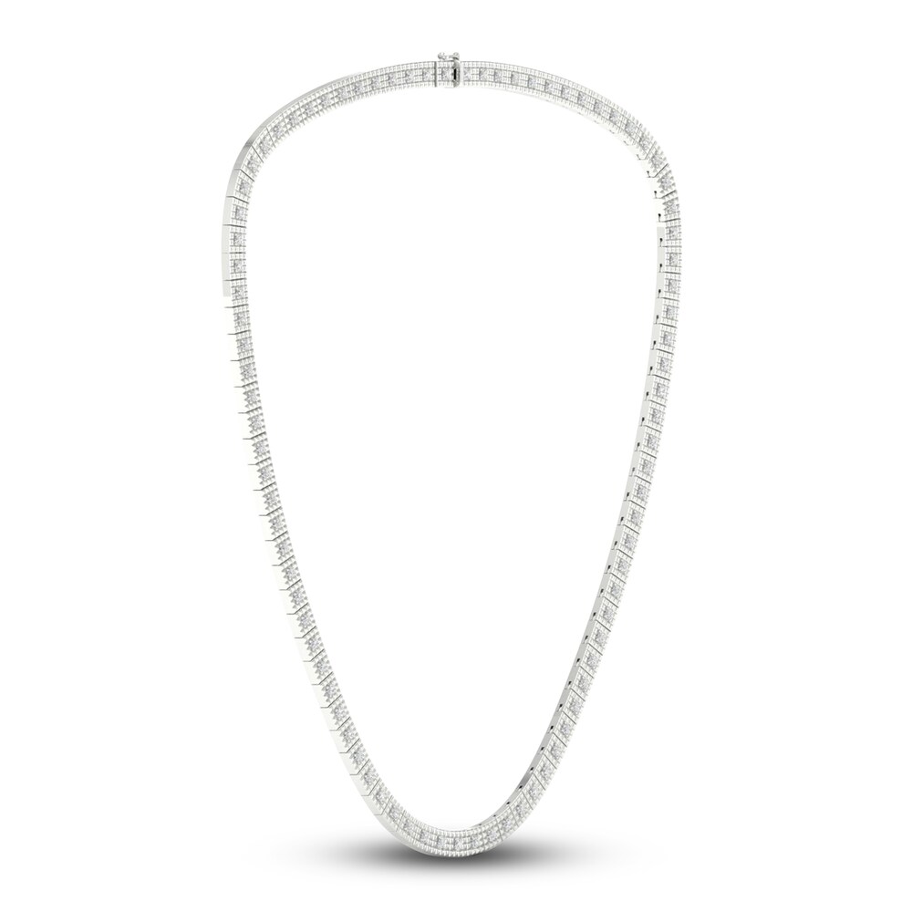 Men\'s Lab-Created Diamond Chain Necklace 7 ct tw Round 14K White Gold B3gGXUrQ