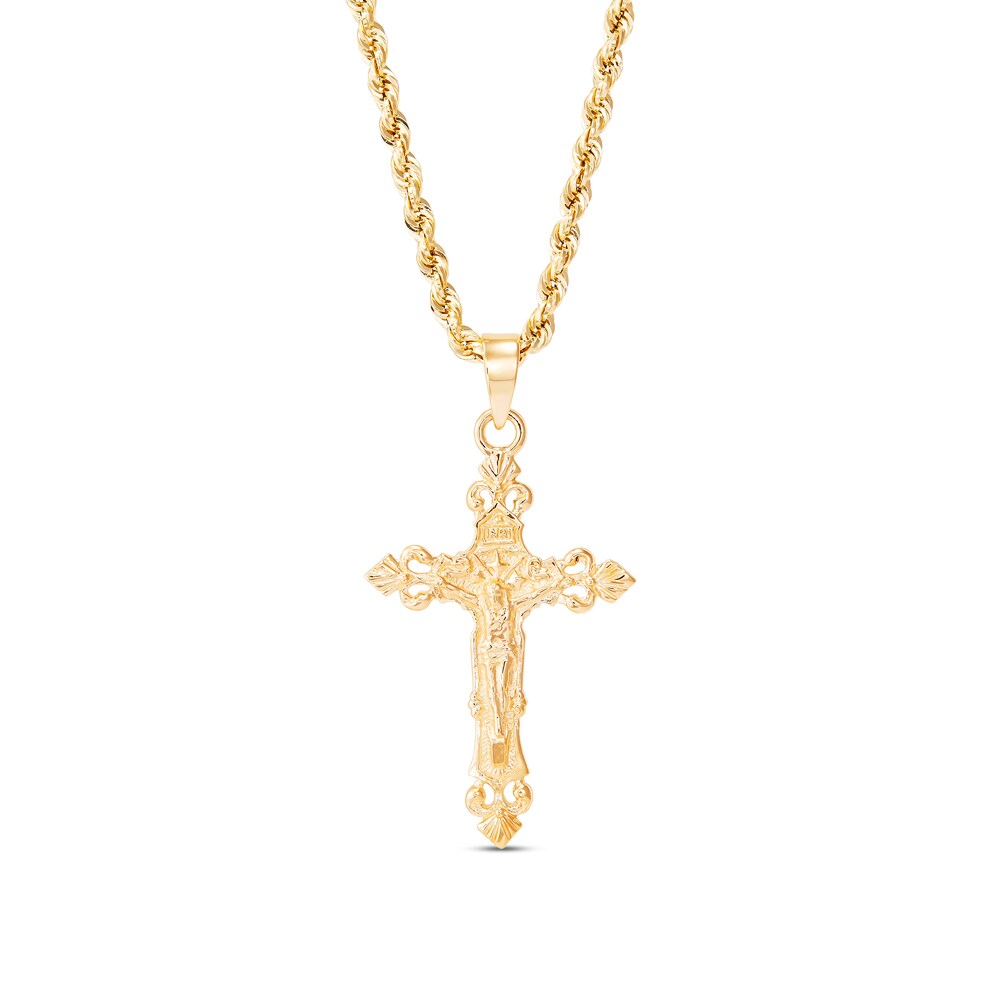 Men\'s Crucifix Rope Chain 10K Yellow Gold BL8HLF6F [BL8HLF6F]