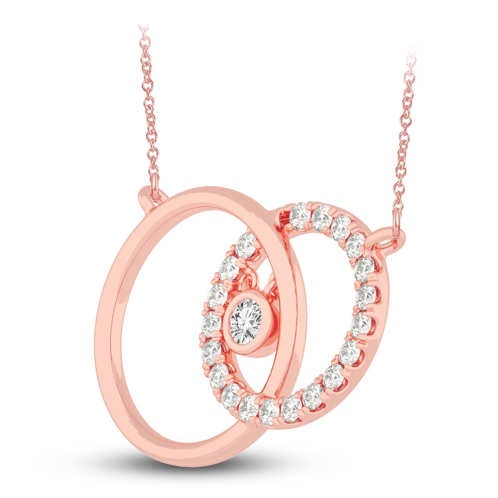 Diamond Pendant Necklace 1/2 ct tw Round 14K Rose Gold 18\" Bggh6w2o