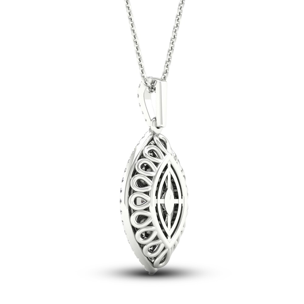 Diamond Pendant Necklace 3/4 ct tw Marquise/Round 14K White Gold Bt6vFn03