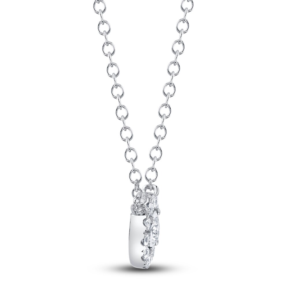 Shy Creation Diamond Necklace 1/6 ct tw Round 14K White Gold 18\" SC55024121V2 CPWf377O