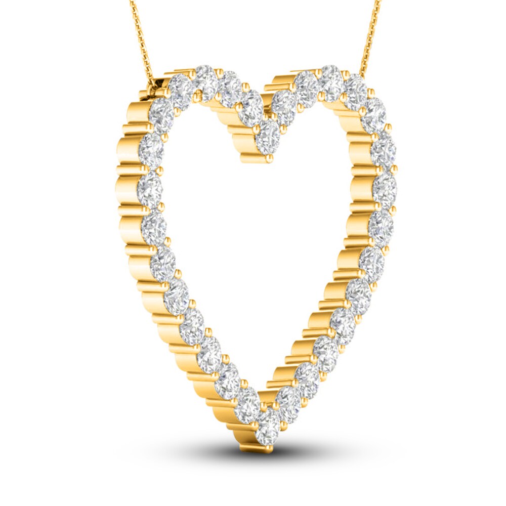 Lab-Created Diamond Heart Pendant Necklace 3 ct tw Round 14K Yellow Gold CQ2oBF7h