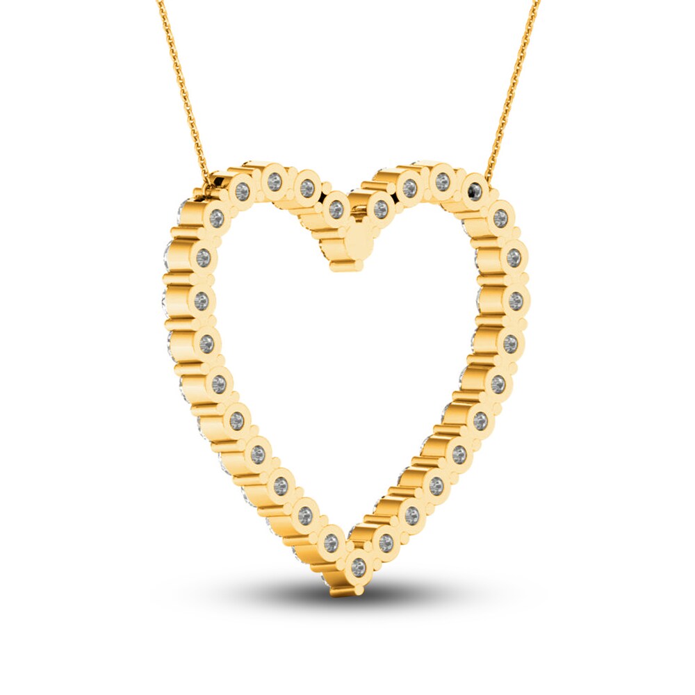 Lab-Created Diamond Heart Pendant Necklace 3 ct tw Round 14K Yellow Gold CQ2oBF7h