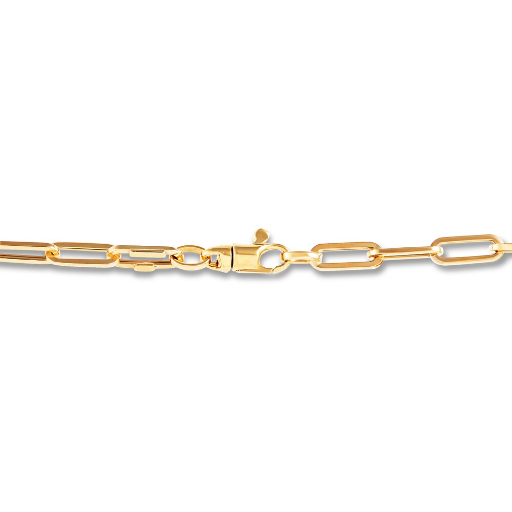 Italia D\'Oro Paper Clip Chain Necklace 14K Yellow Gold 18\" CYRBInIb