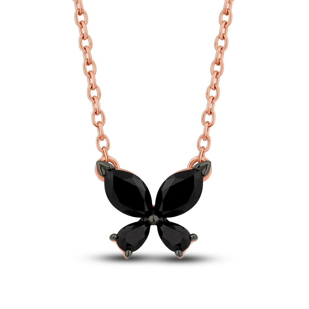Pnina Tornai Black Diamond Butterfly Pendant Necklace 3/8 ct tw Pear/Marquise 14K Rose Gold 18\" D1czPaJ9 [D1czPaJ9]