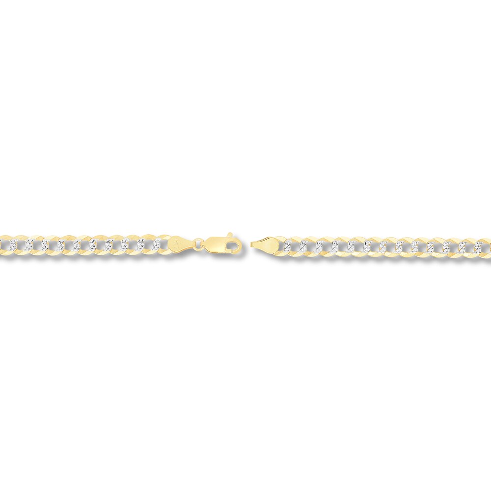 Two-Tone Curb Chain Necklace 14K Yellow Gold 30\" D1ol6ZDA