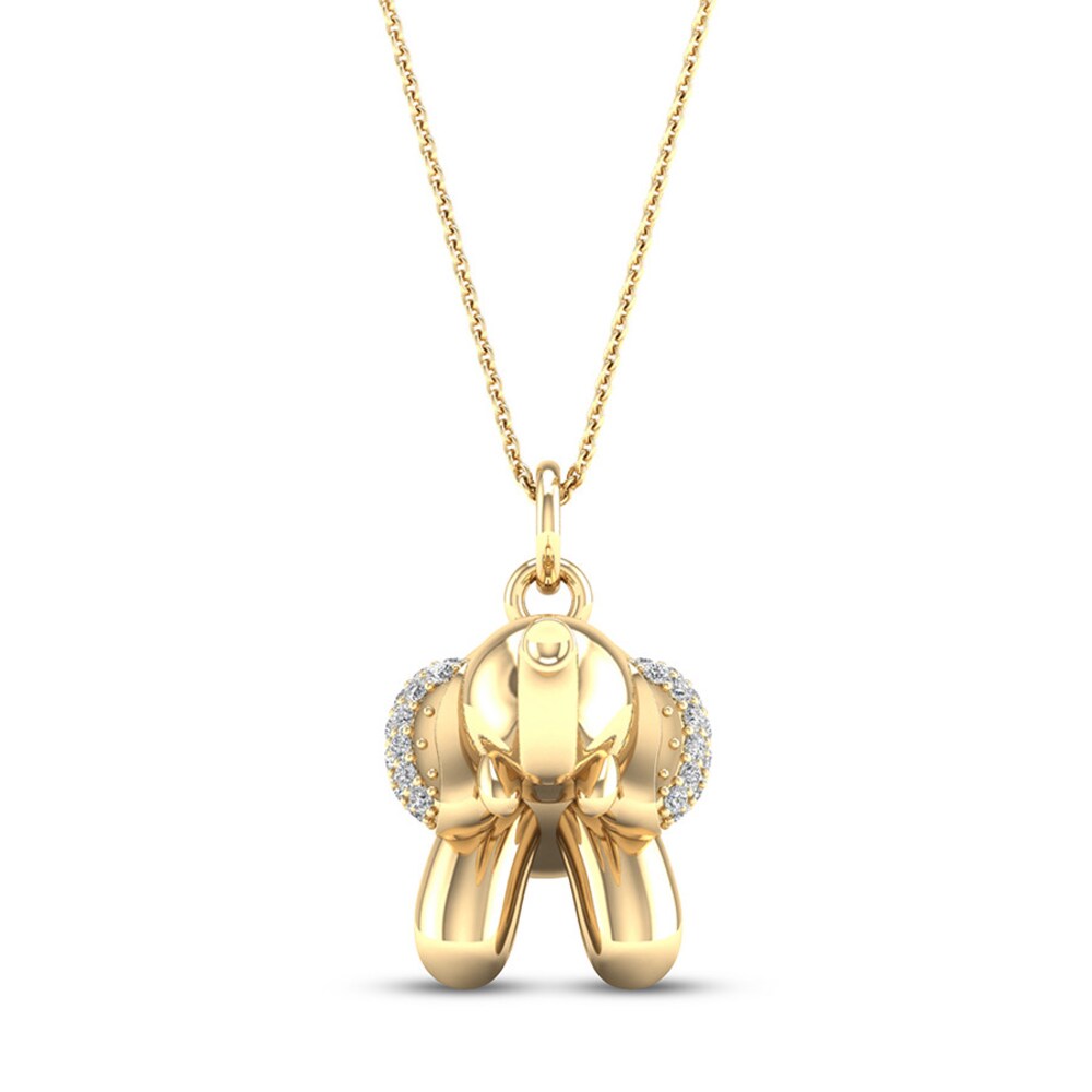 Diamond Elephant Necklace 1/10 ct tw Sterling Silver 14K Plated DGCWJgx3