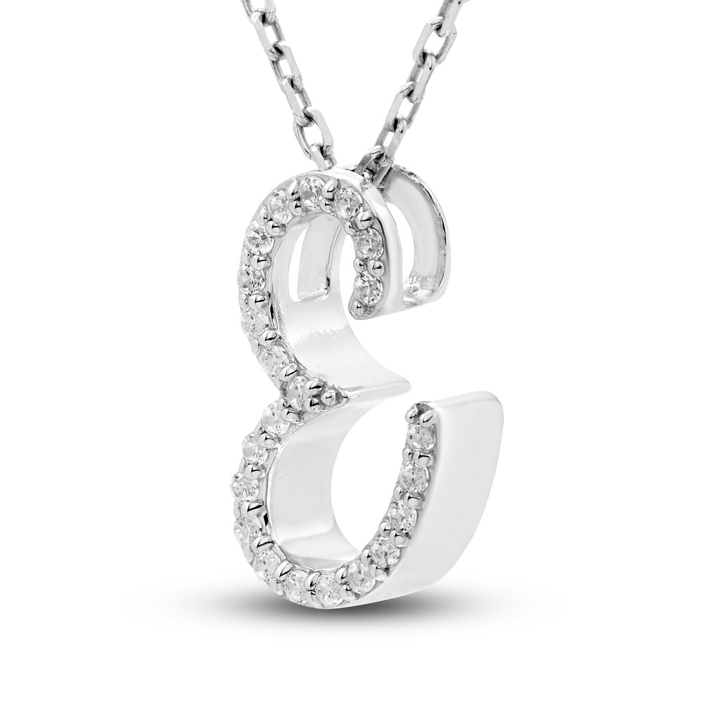 Diamond Initial E Pendant Necklace 1/10 ct tw Round 10K White Gold DIJGmO1g