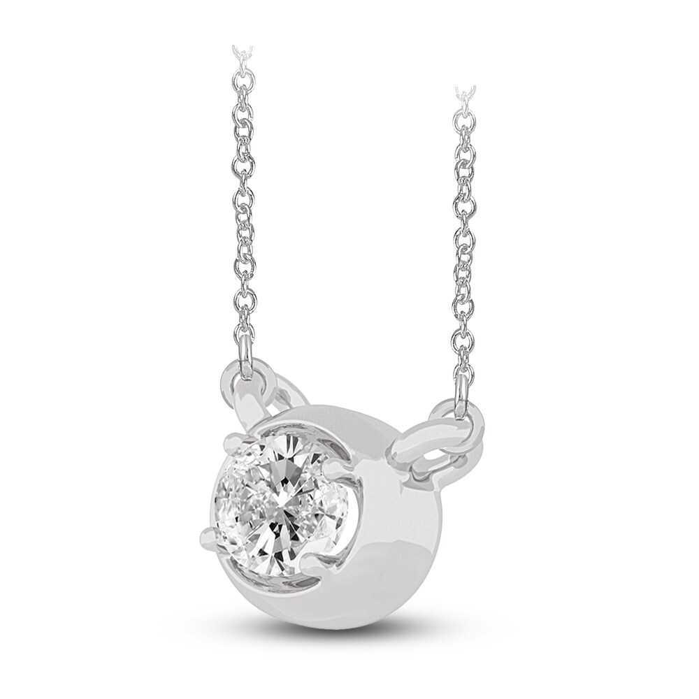 Diamond Pendant Necklace 1/4 ct tw Oval 14K White Gold 18\" (I1,I) DYQzlPCv